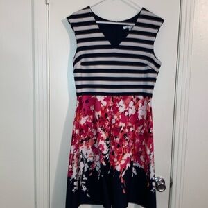 Tea length stripes & floral dress